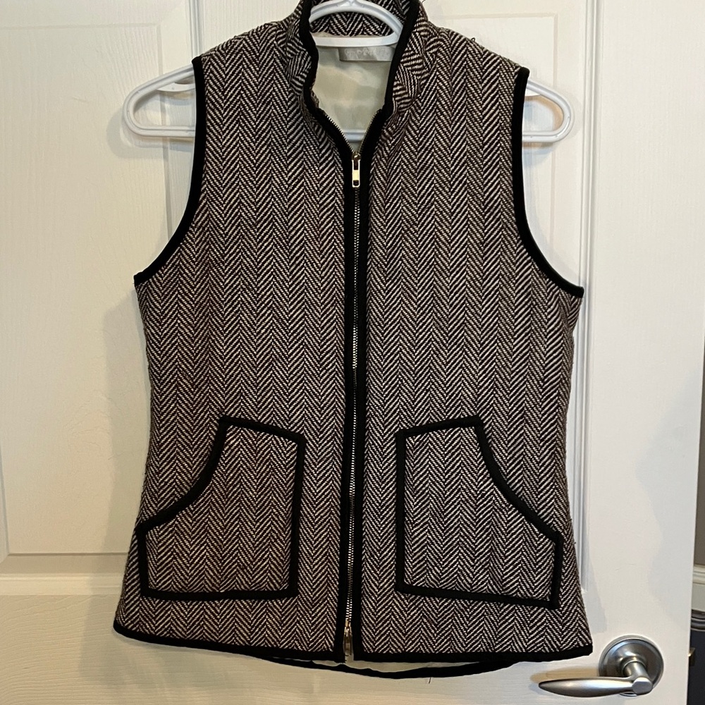 Women's Brown and Cream Herringbone Vest